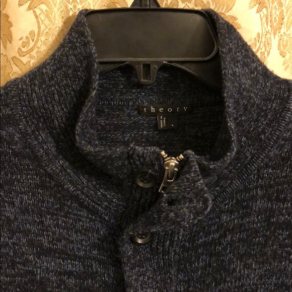 Black/Blue Theory Mock-Neck Cardigan - Picture 2 of 5